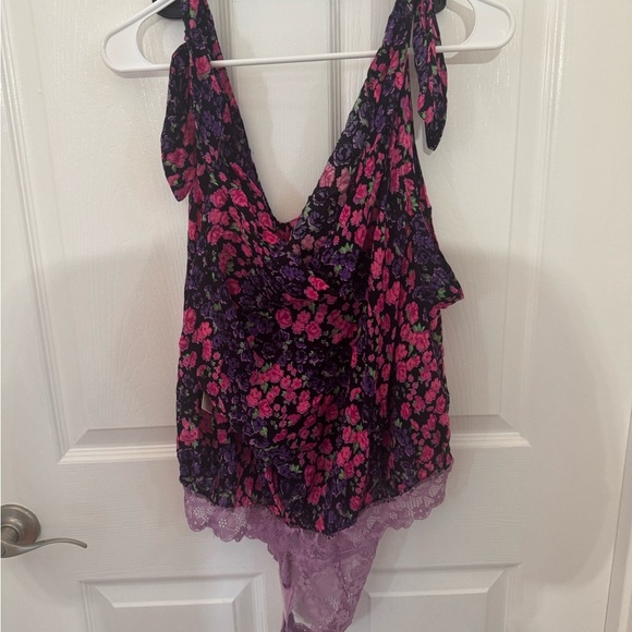 Free People Tops - Free People Floral Bodysuit in Purple and Pink